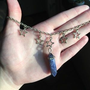 Blue Crystal Pendant Starry Choker Necklace